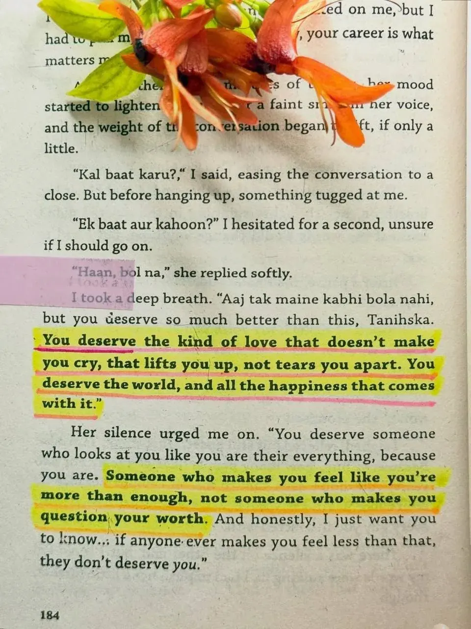 Portrait photo of a printed page with a romantic dialogue about deserving better love and respect Portrait photo of a printed page with a romantic dialogue about deserving better love and respect