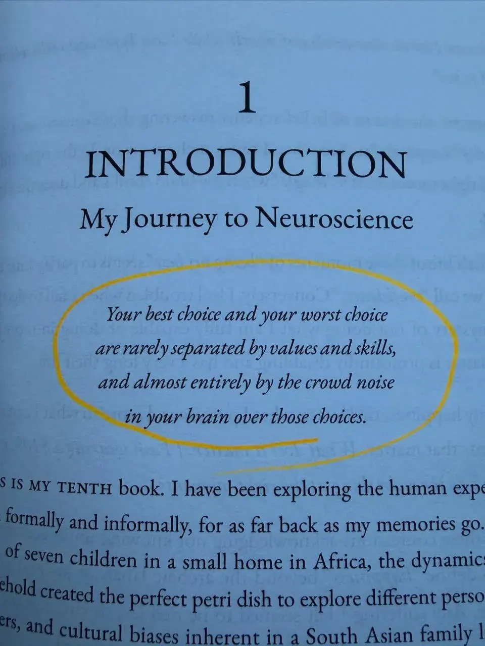 Page from a neuroscience book titled My Journey to Neuroscience with an introduction about choices and brain noise Page from a neuroscience book titled My Journey to Neuroscience with an introduction about choices and brain noise