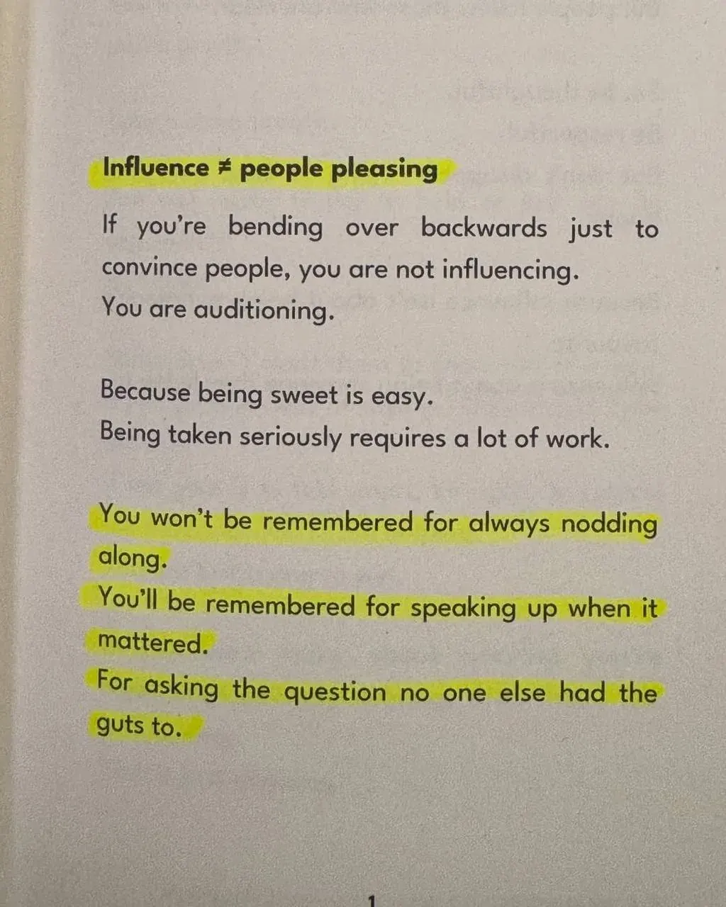 Quote about influence and people pleasing, warning that bending over backwards to convince others is auditioning, not real influence Quote about influence and people pleasing, warning that bending over backwards to convince others is auditioning, not real influence